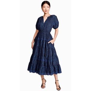 NWT Ulla Johnson claribel cotton dress pockets midnight floral blue black sz 8